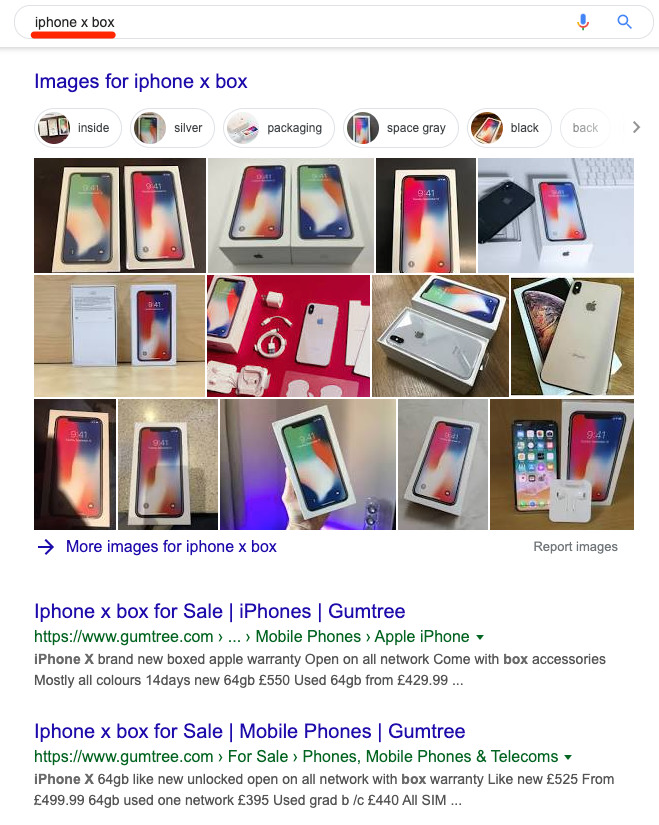 iphone x box results