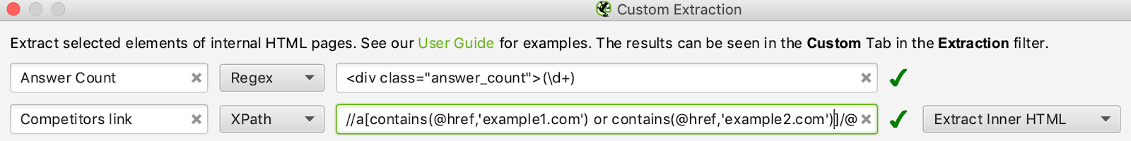 Extraction personnalisée de Screaming Frog "srcset =" https://ahrefs.com/blog/wp-content/uploads/2019/11/screaming-frog-custom-extraction.png 1600w, https://ahrefs.com/blog/wp -content / uploads / 2019/11 / screaming-frog-custom-extraction-768x96.png 768w, https://ahrefs.com/blog/wp-content/uploads/2019/11/screaming-frog-custom-extraction- 680x85.png 680w "tailles =" (largeur maximale: 1600 pixels) 100vw, 1600 pixels