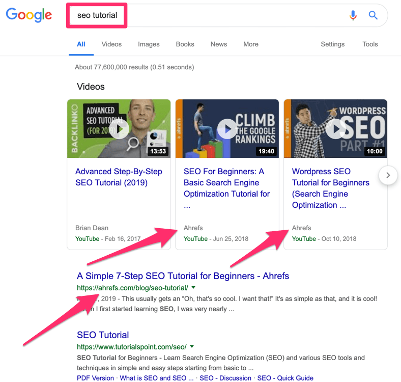 seo tutorial results