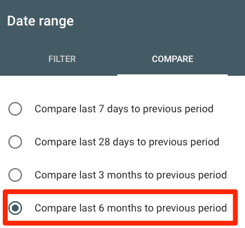 six month comparison