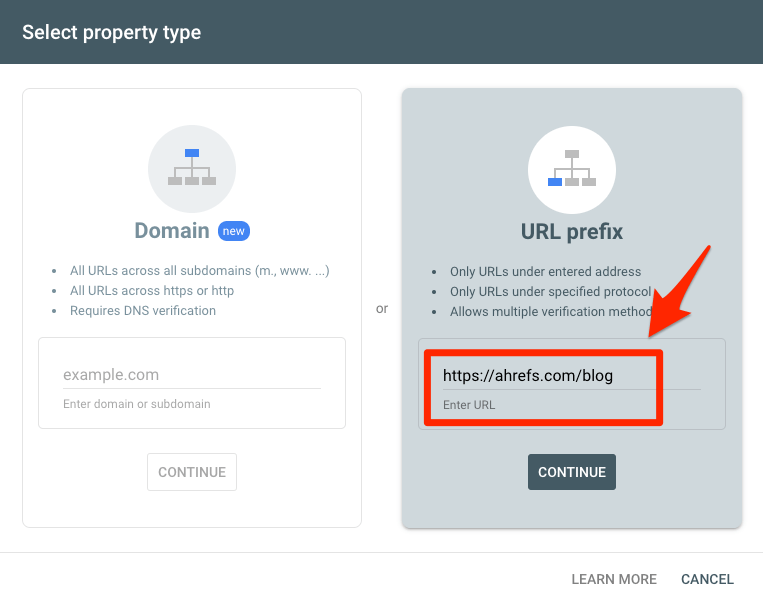 url property search console