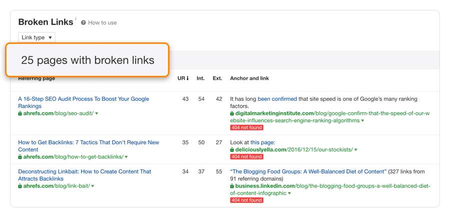 rapport sur les liens rompus "srcset =" https://ahrefs.com/blog/wp-content/uploads/2019/12/broken-links-report.png 900w, https://ahrefs.com/blog/wp-content/ uploads / 2019/12 / broken-links-report-680x329.png 680w, https://ahrefs.com/blog/wp-content/uploads/2019/12/broken-links-report-768x371.png 768w "tailles = "(largeur max: 900px) 100vw, 900px