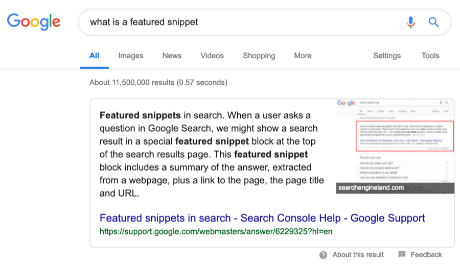 what is a featured snippet