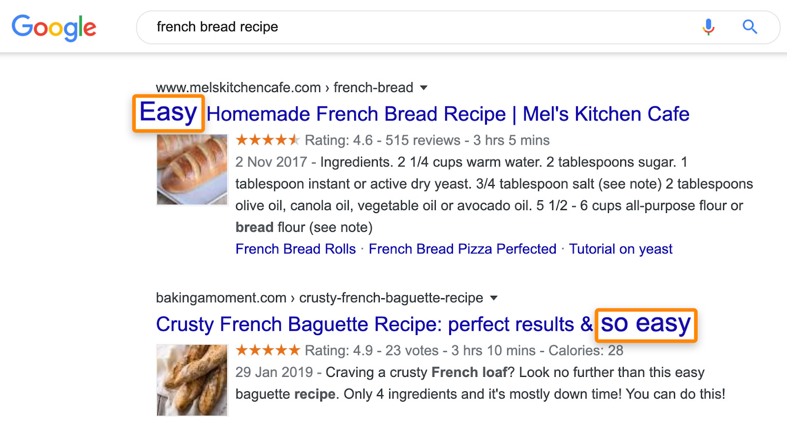 Định nghĩa SEO content và các kĩ thuật viết bài chuẩn SEO 14-french-bread-recipe-results