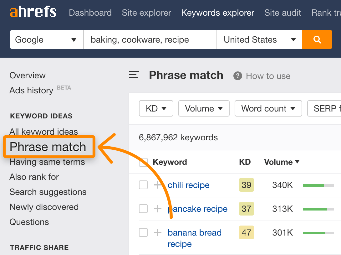 7 phrase match ke