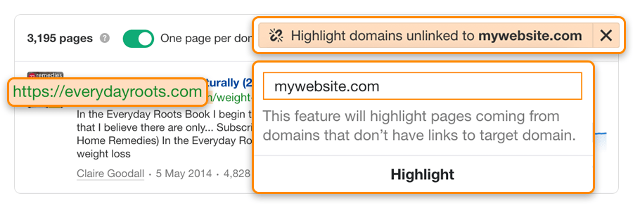 highkight unlinked domains 1