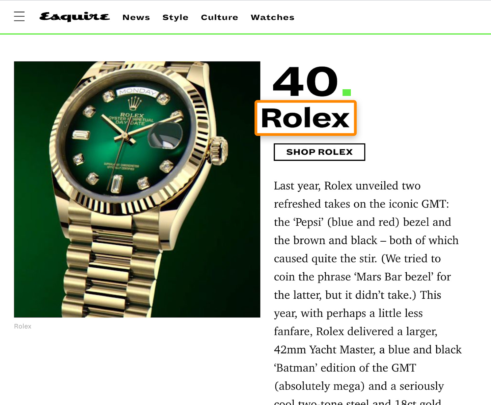 18 marque rolex