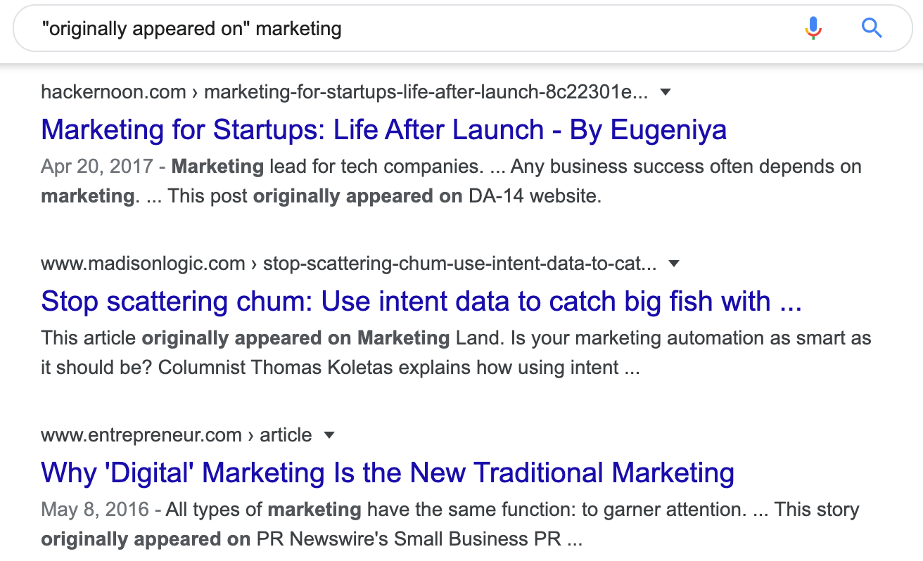 apparu à l'origine sur le marketing de la recherche Google
