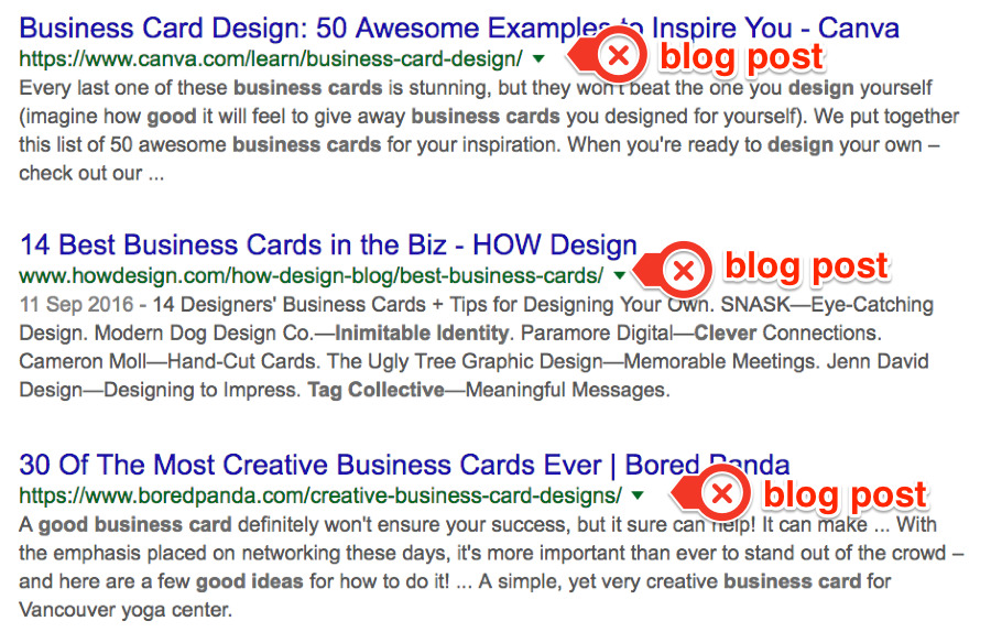 best business card ideas serps