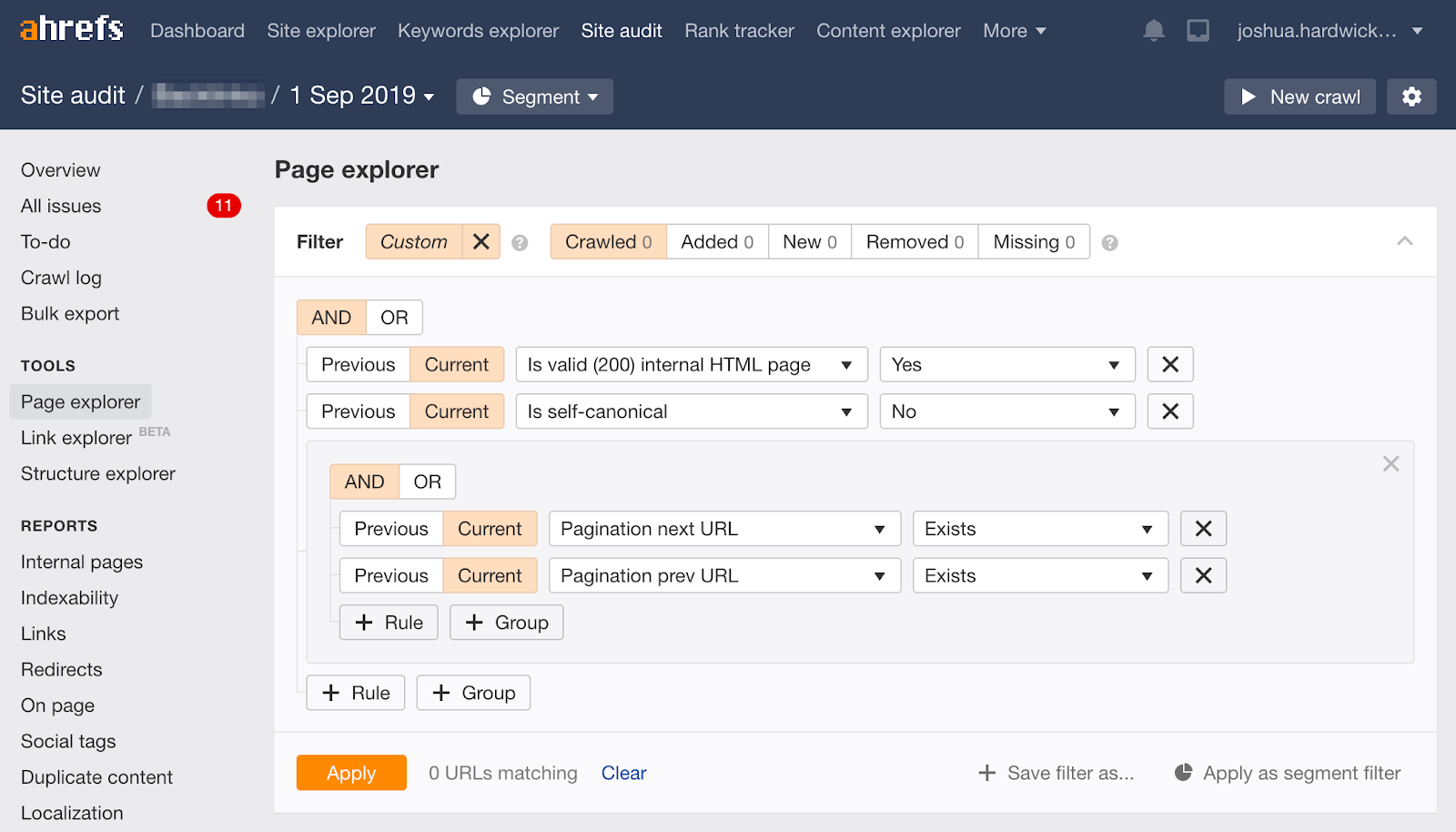 canonical pagination site audit