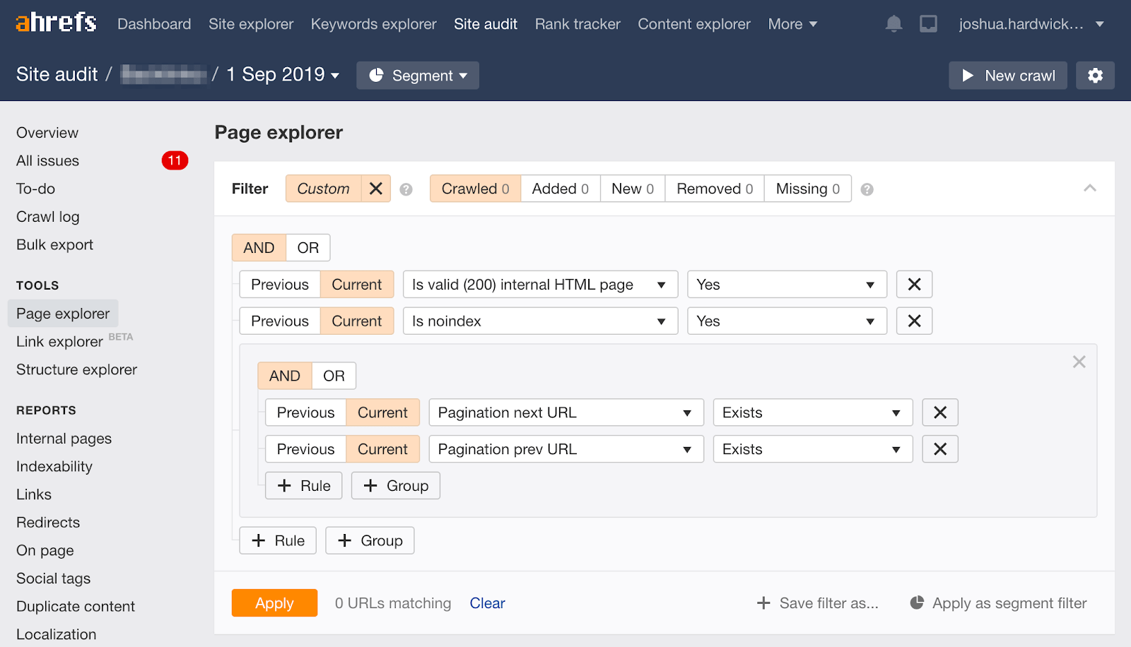 noindex site audit