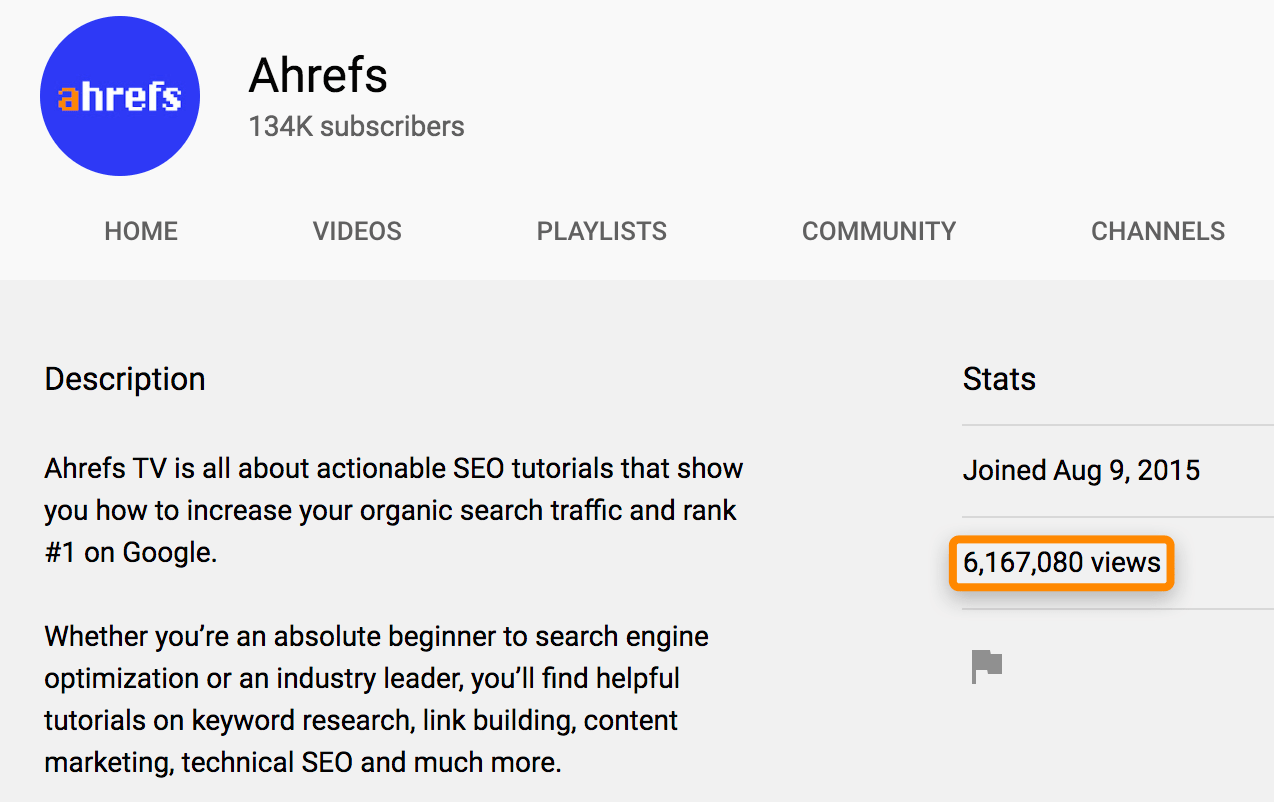 1 Statistiques YouTube Ahrefs
