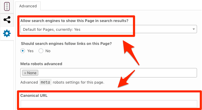 yoast canonical noindex