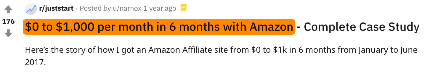 1 amazon affiliate site success