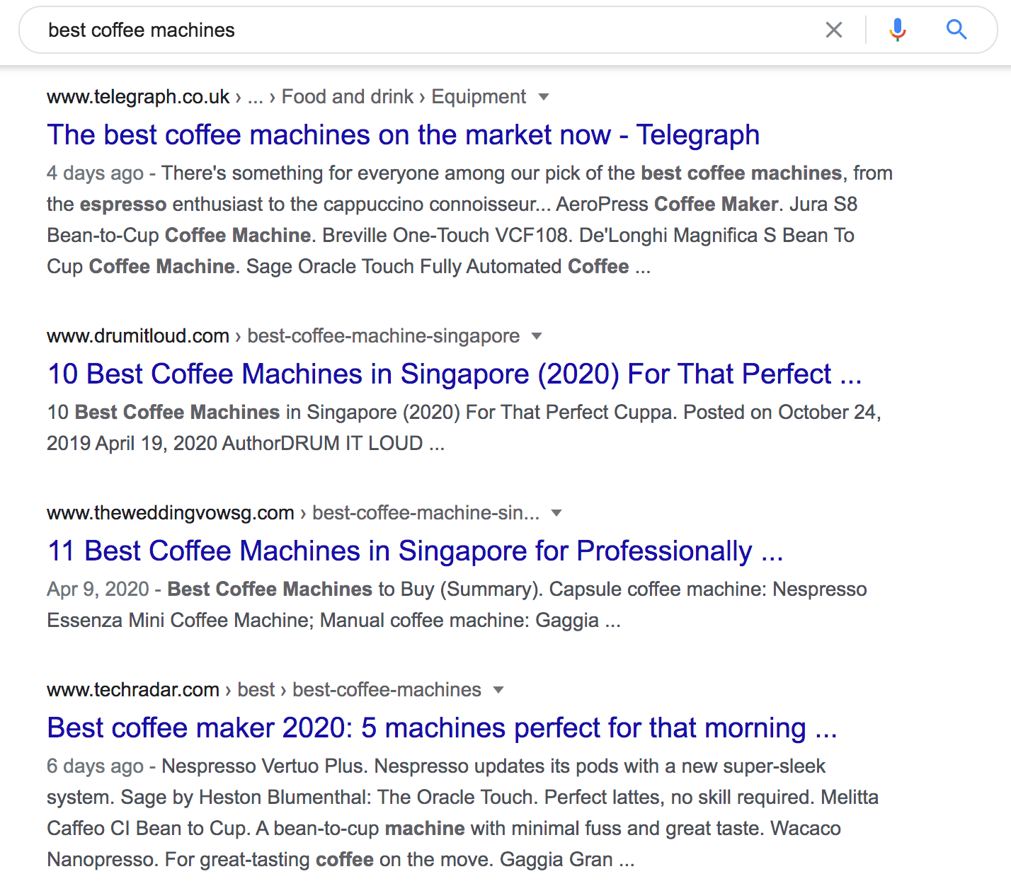 best coffee machines serps