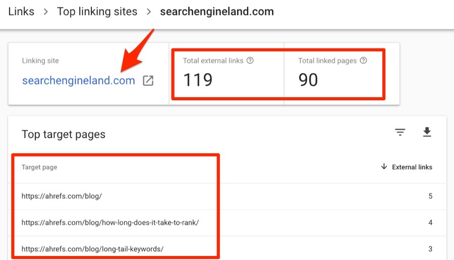 search engine land links search console