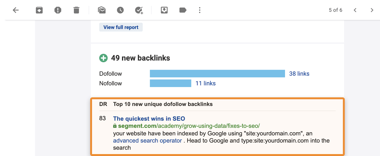 16 backlink email alert