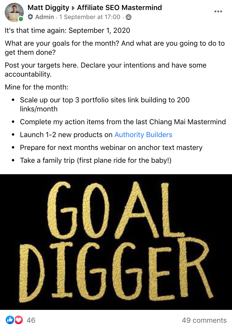 matt diggity goal setting