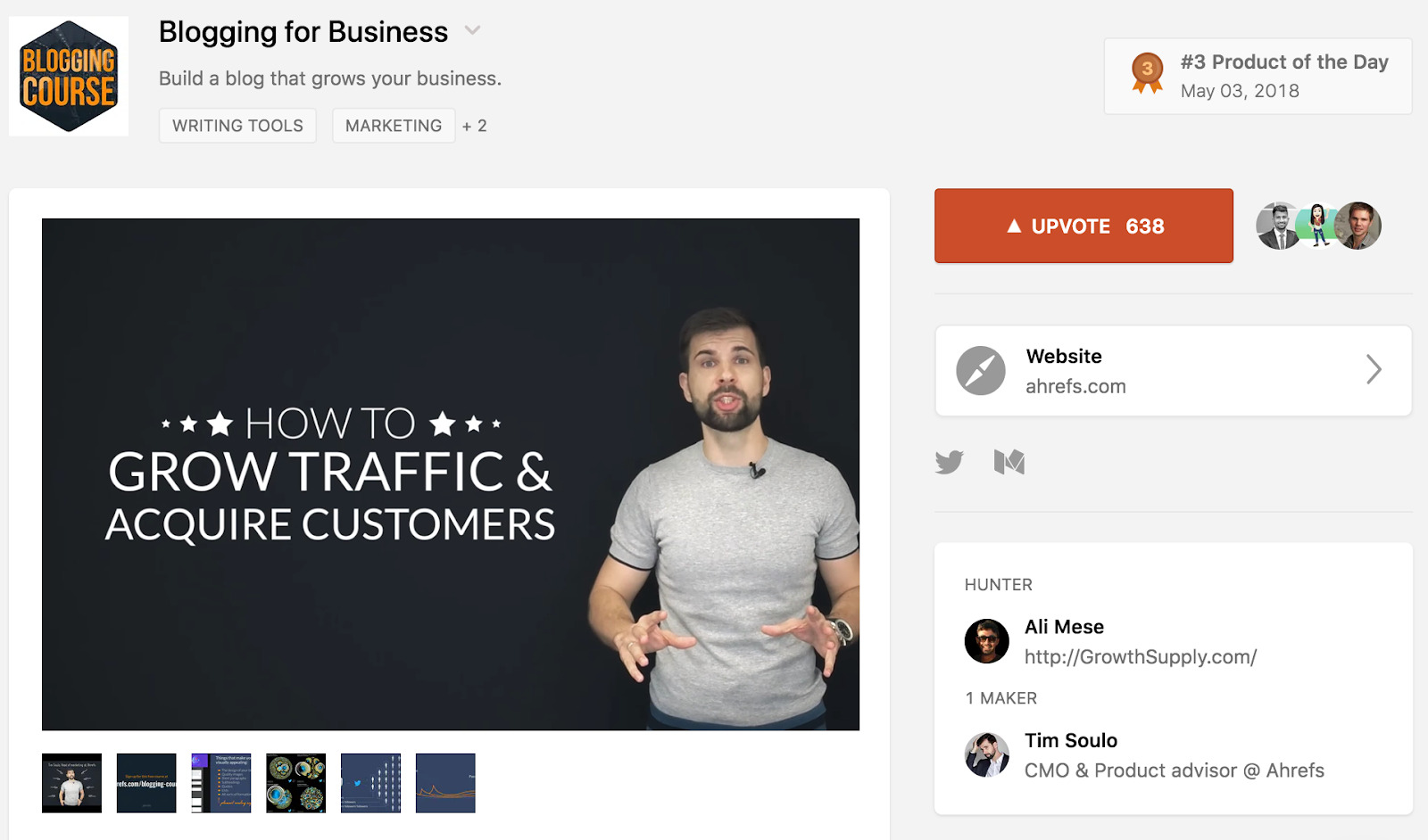 product hunt blogging for business