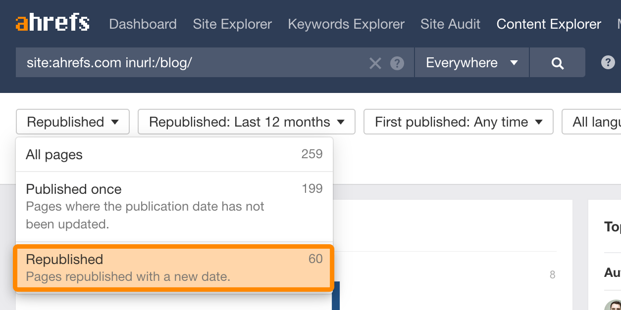 19 republished content explorer