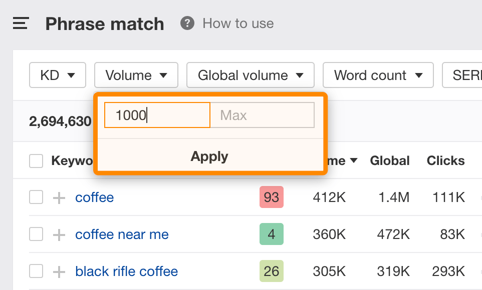 search volume filter 2