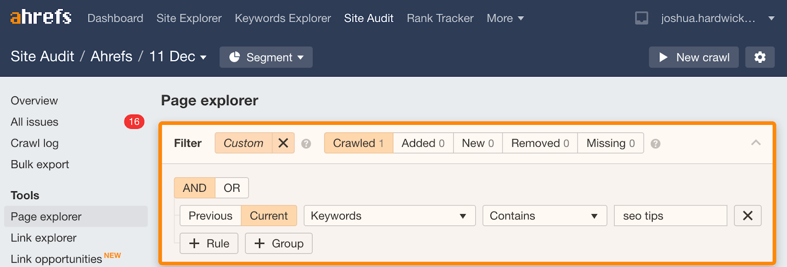 1 page explorer keywords