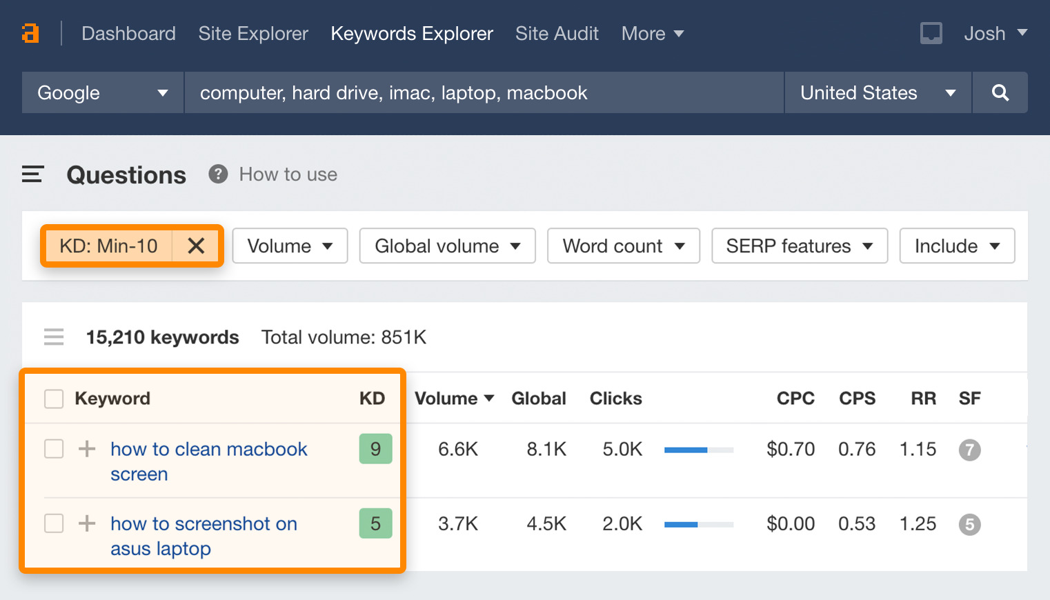 5 keyword difficulty filter