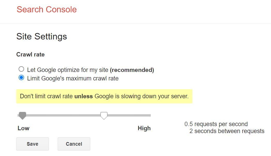 the crawl rate limiter in GSC can make Google crawl slower