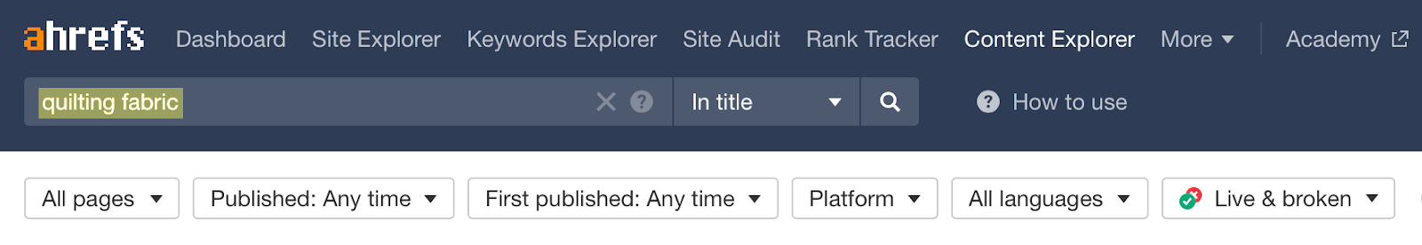 Content Explorer search