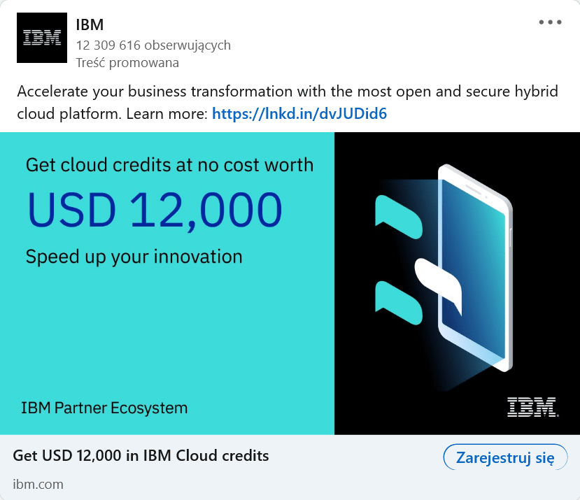 IBM's ad on Linkedin