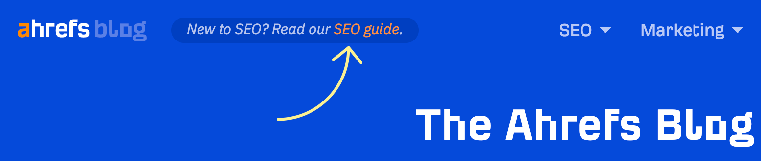 Link of Ahrefs' SEO guide for beginners