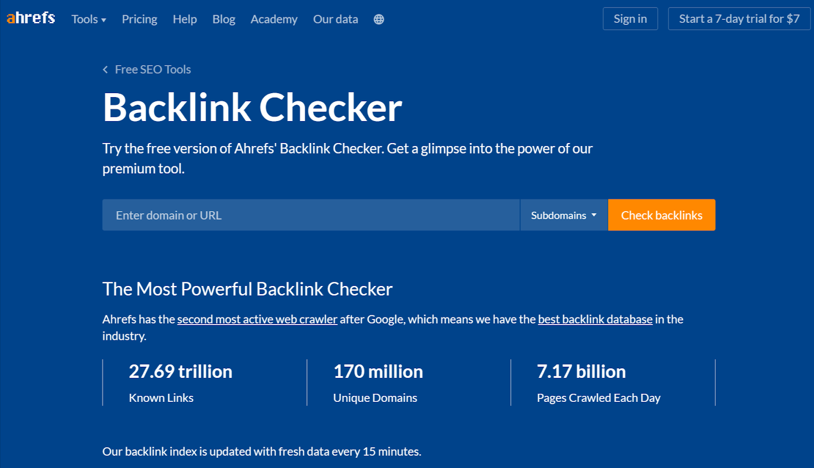 Ahrefs' backlink checker