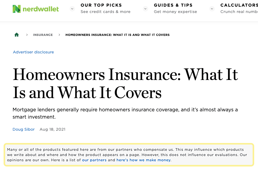 nerdwallet's ad disclosure
