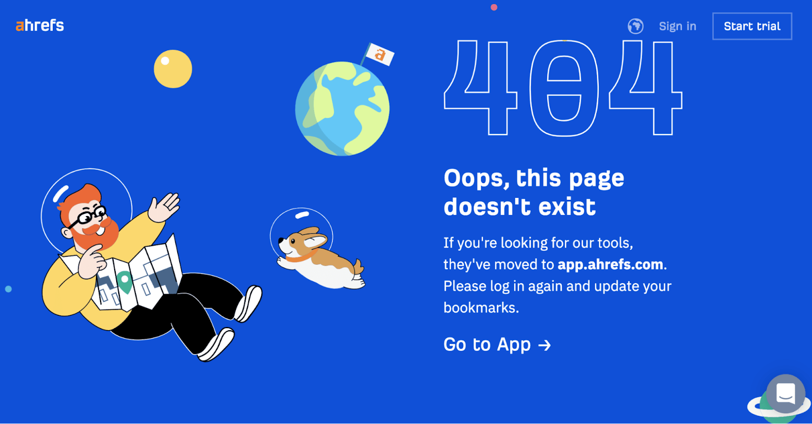 Ahrefs'in 404 sayfası