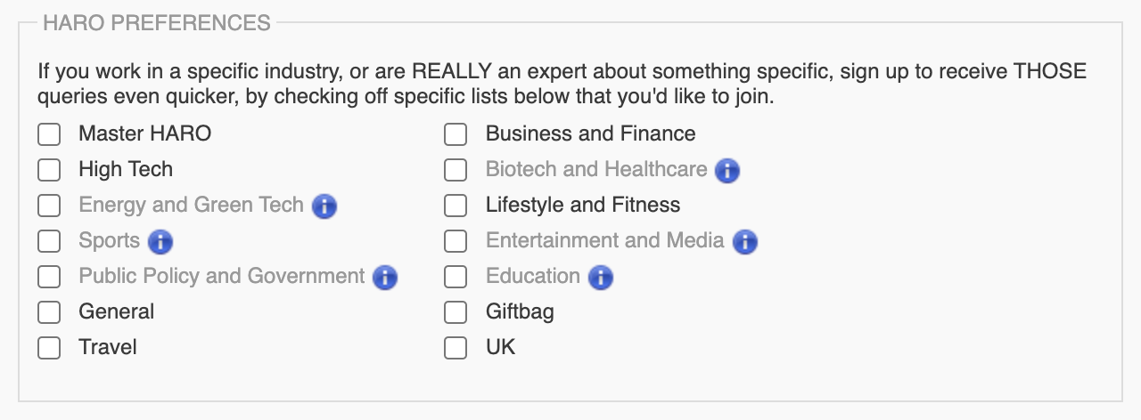 Haro categories