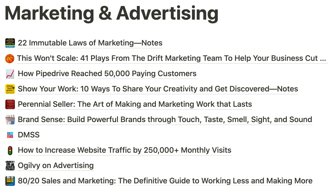 List of resources about marketing