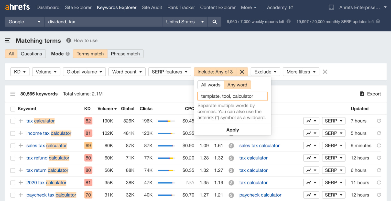 Keyword ideas in Keywords Explorer