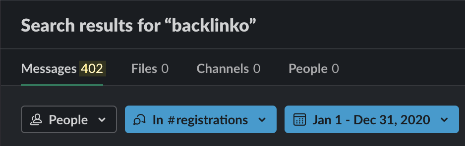 Ahrefs' inbox with filters applied. Shows over 400 messages related to Backlinko