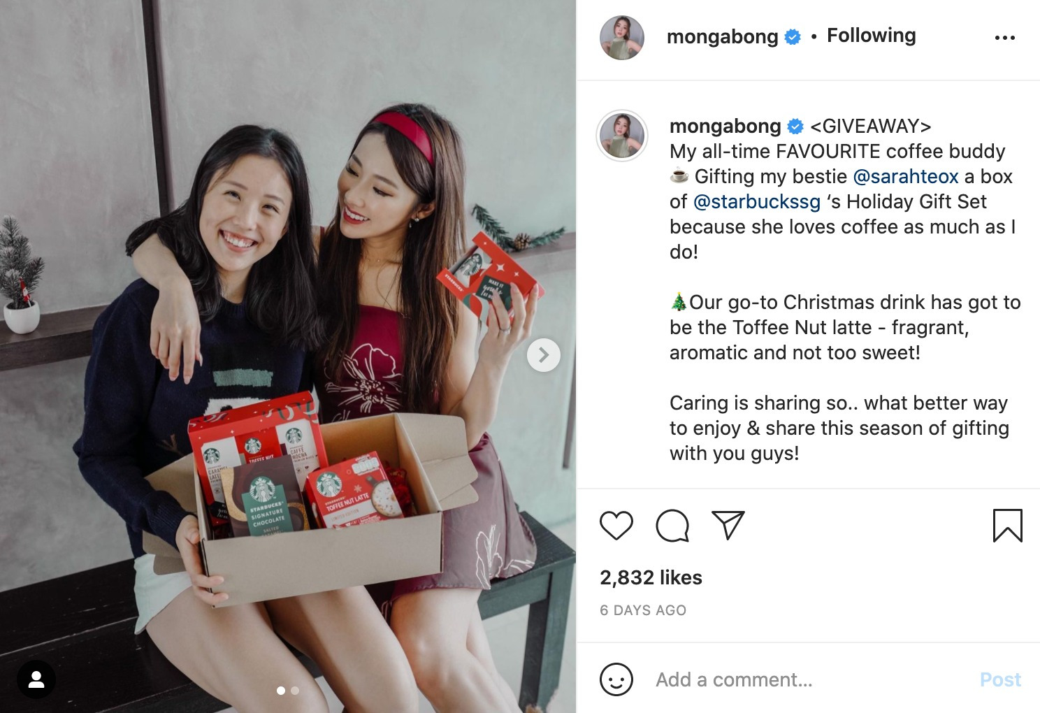 Mongabong's sponsored Insta post about a giveaway