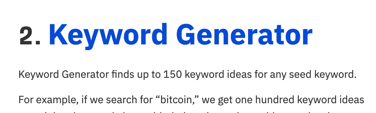 Excerpt of blog post promoting Ahrefs' keyword generator tool