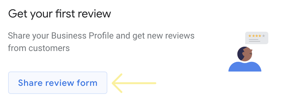 "Share review form" button to share Google Business Profile