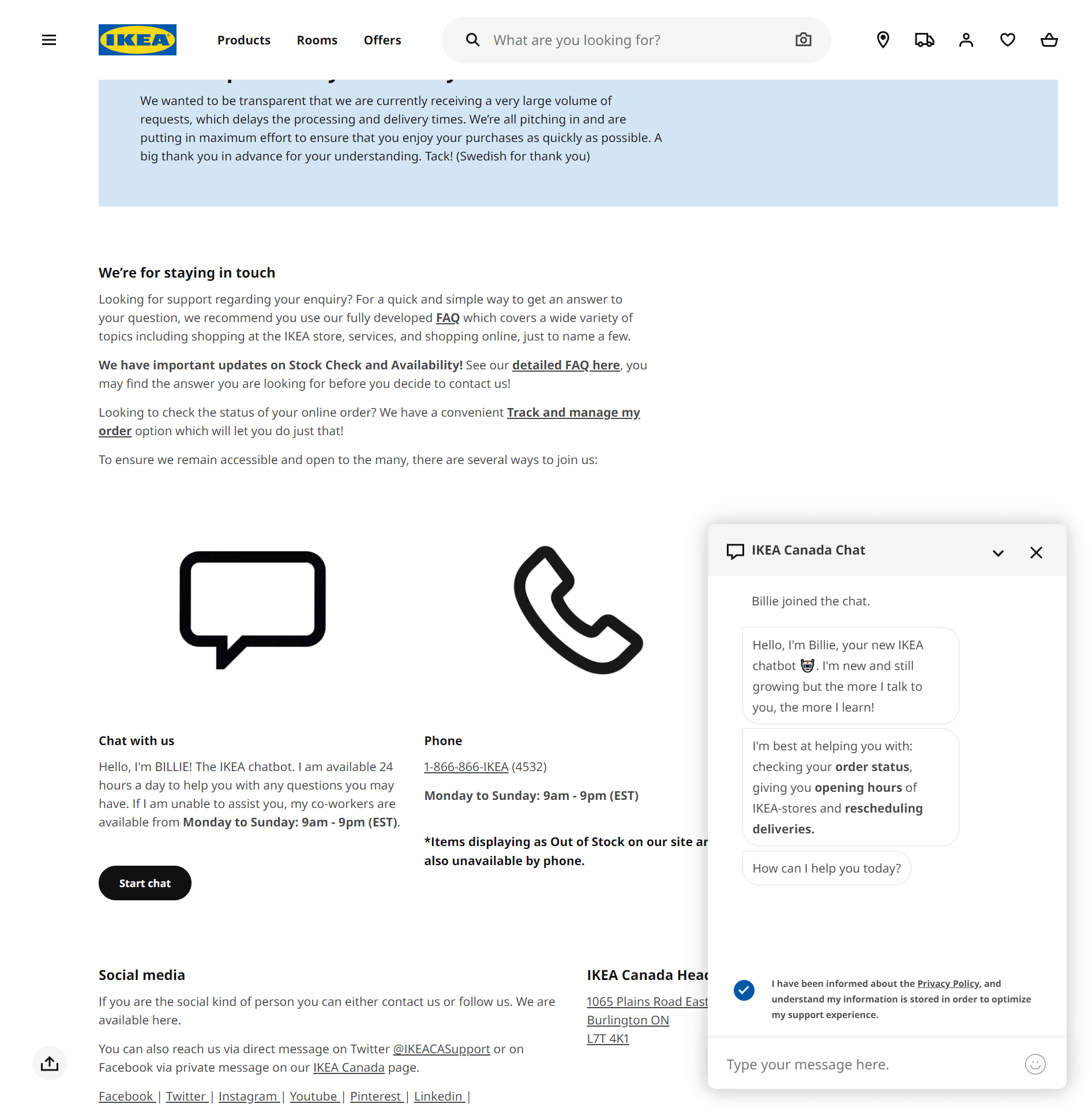 IKEA live chat