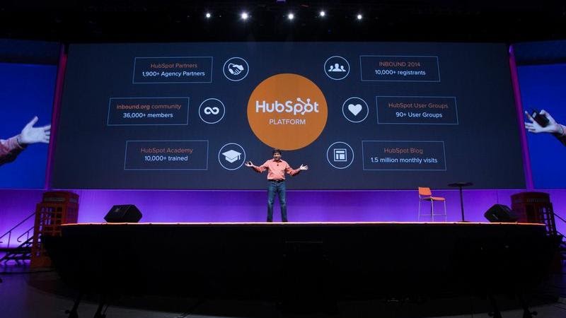 Speaker on stage at Hubspot's INBOUND event