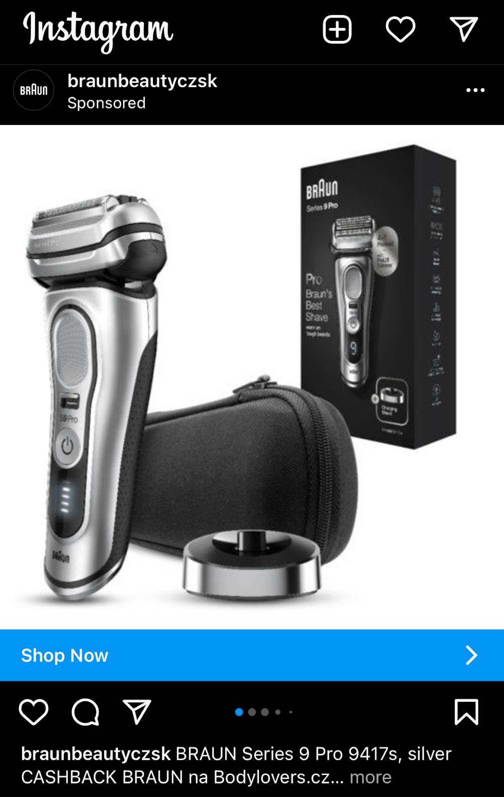 Braun's Insta post of its new shaver