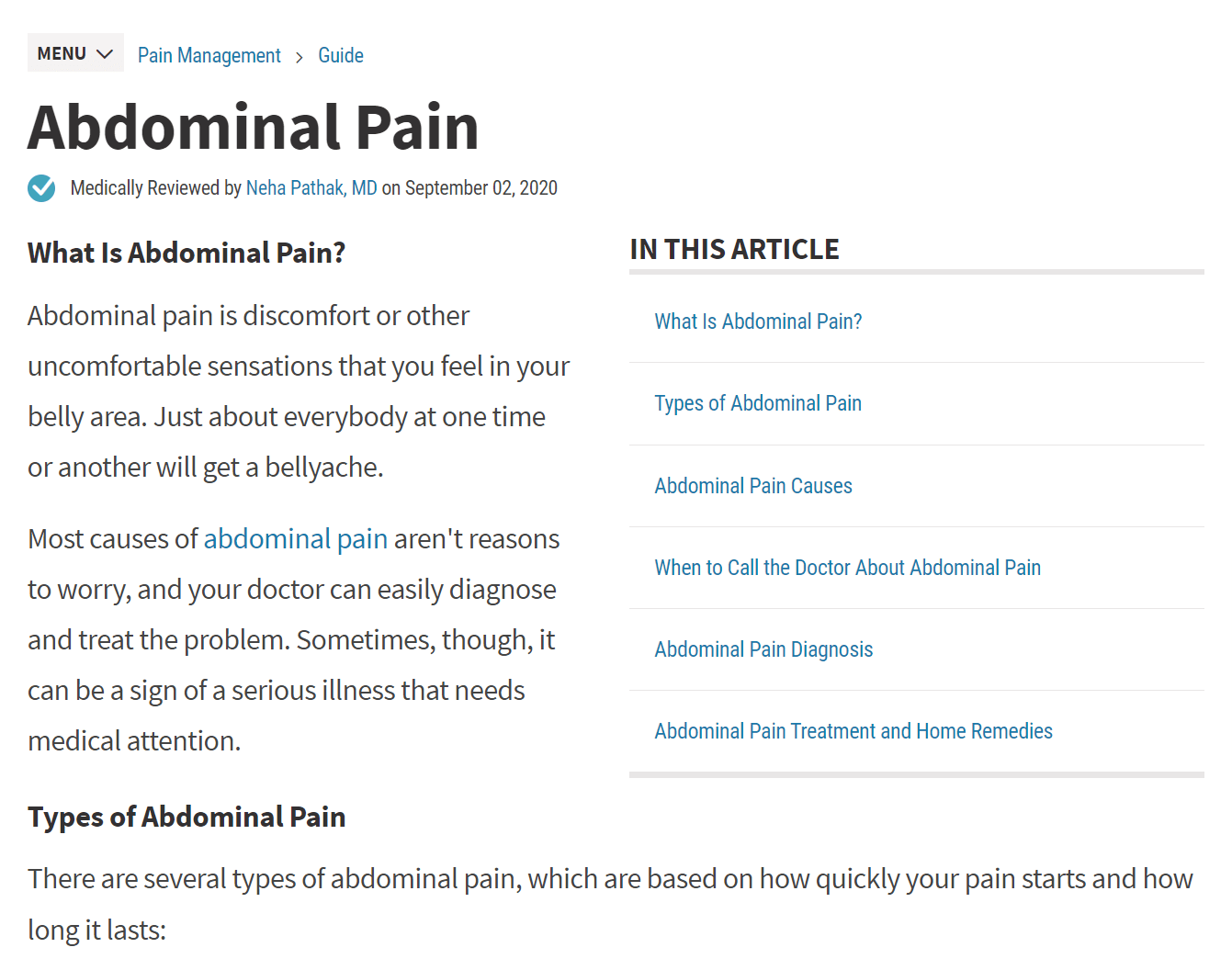 Excerpt of article with TOC that guides users to the answer