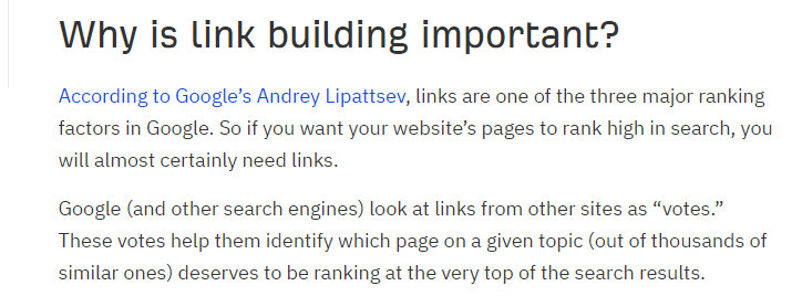 Excerpt of Ahrefs' blog post about link building 