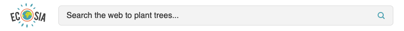 Ecosia's logo. Next to it is a text field to enter search queries