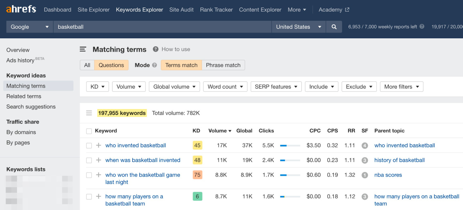 Matching terms report results for "basketball"