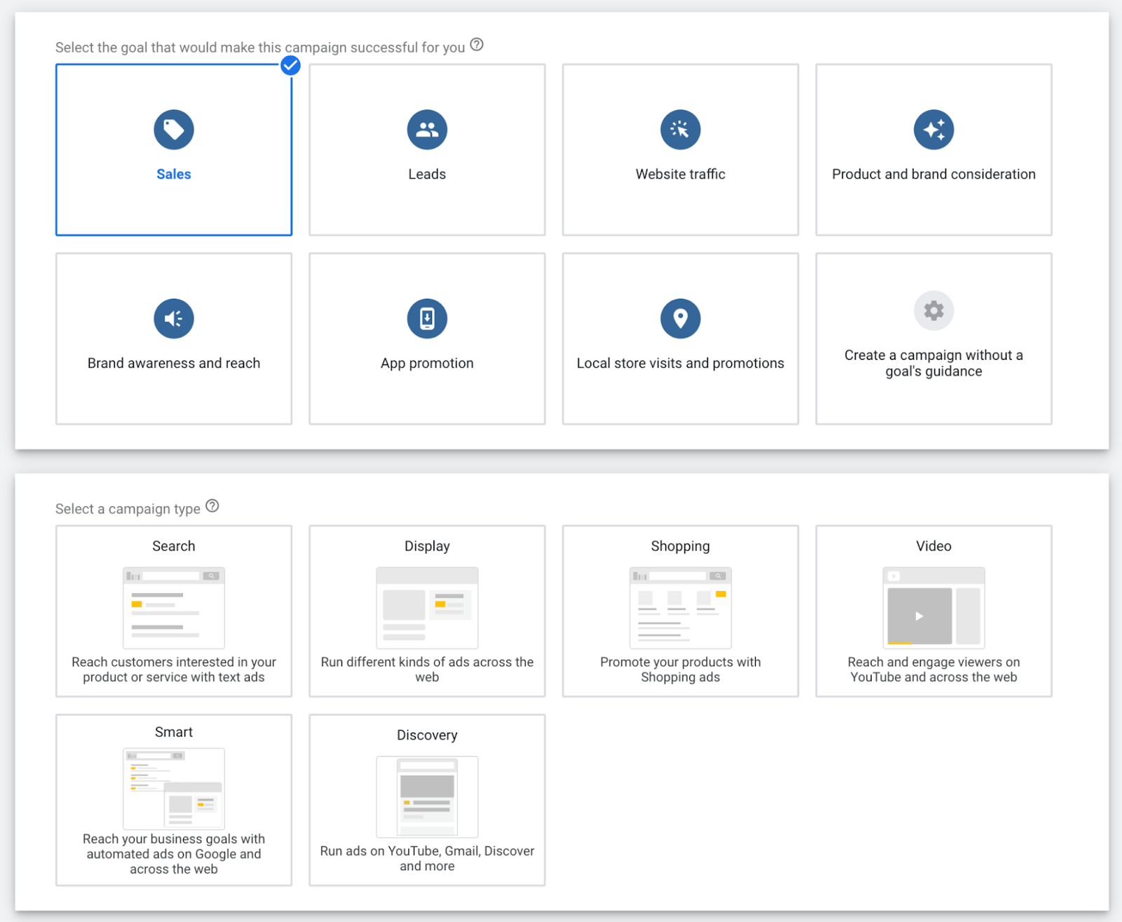 Selection of campaign types 