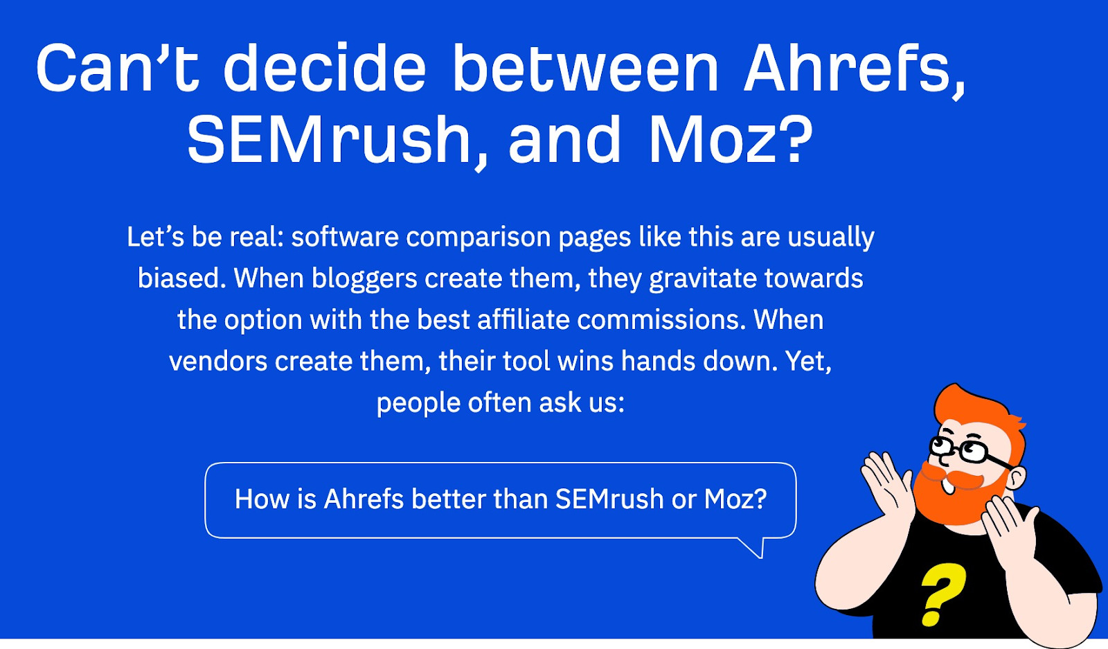 Excerpt of Ahrefs' "versus" page 